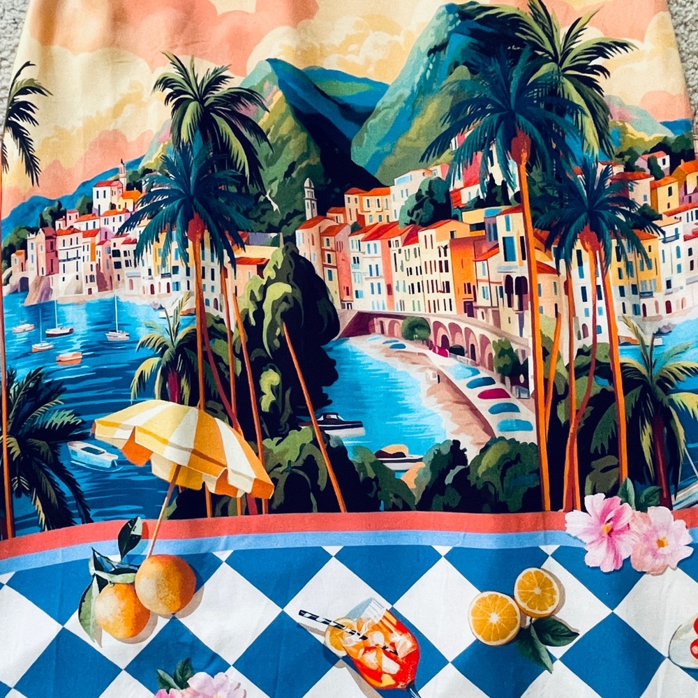 PAPER HEART Australia Fabulous NWOT ITALIAN RIVIERA Print MAXI Sun DRESS Size M - Picture 11 of 15